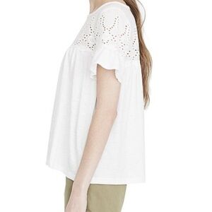 Nwt White Eyelet Yoke Babydoll Tee -